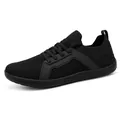 Atmungsaktive schwarze Strick-Walkingschuhe mit rutschfester Gummisohle und Schnürung - EU 37 / Schwarz