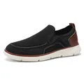 Men's breathable mesh slip-on loafers with brown leather heel and lightweight white sole - EU 39 / Black