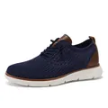 Baskets en tricot bleu marine avec détails richelieu en cuir marron et semelle blanche - EU 39 / Bleu