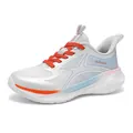 White platform running shoes with breathable mesh and vibrant orange laces for sports - EU 35 / White