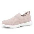 Atmungsaktive Damen Slip-On Walking-Schuhe aus Fly-Knit in Rosa mit weißer Sohle - EU 35 / Rosa