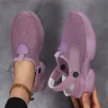 Detail view of purple breathable mesh sandals showing platform sole and adjustable strap - 36 / Purple