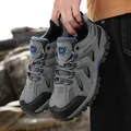 Men's waterproof low-top hiking shoes with anti-slip rubber soles and grey finish - EU 39 / Gray