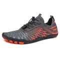 Outdoor barefoot water shoes in dark grey with orange wavy patterns and quick-dry mesh - 38 / Grey Orange