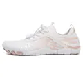 White breathable mesh wading shoes with pink stripes and elastic toggle laces - 36 / Style 8305 / White