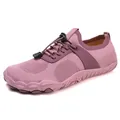 Pink and purple breathable fly-knit barefoot shoes with adjustable elastic laces - 36 / Pink