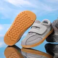 Retro grey kids sneakers with non-slip gum rubber sole and velcro straps closure - 25 / Gray