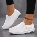White leather nurse shoes with flower laser-cut perforations and air cushion sole - 35 / White