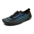 Black barefoot water shoes with blue wavy patterns and quick-dry breathable mesh fabric - EU 36 / Black Blue