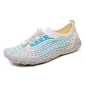 Quick-dry white water shoes with blue wave patterns and adjustable elastic laces - EU 36 / White Moon
