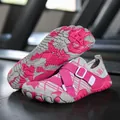 Breathable barefoot water shoes in rose red and grey with anti-slip rubber outsole - 36 / Rose Red (A026)