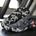 Grey barefoot water shoes with orange honeycomb detail and anti-slip camo rubber sole - 36 / Grey (A026)