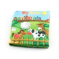 Educational soft cloth baby book featuring colorful cartoon farm animals on white background - Farm Animals (886-1F)