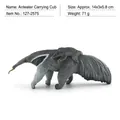 Realistic anteater figurine with baby model, grey and black toy for kids, 14cm length - Anteater Carrying Baby (PL127-2575)