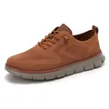 Breathable knit mesh loafers in caramel brown with thick slip-resistant soles - 49 / Brown