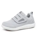 Grey walking shoes for seniors with breathable mesh and double hook-and-loop straps - 36 / Light Gray