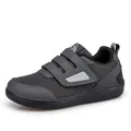 Dark grey breathable mesh elderly walking shoes with triple hook-and-loop straps - 39 / Dark Gray