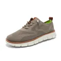 Breathable khaki knitted loafers for men with white midsole and brown pull tab - 40 / Dark Khaki (8810)
