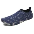 Navy blue slip-on outdoor water shoes with geometric patterns and non-slip rubber soles - 35 / Navy Blue Geometric Style (A01)