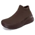 Dunkelbrauner Strick-Sneaker mit dicker Plateausohle und strukturierter Oberseite - EU 35 / Kaffeebraun