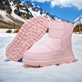 Pink winter snow boots for kids with quilted upper and star patterned anti-slip rubber sole - EU 28 / Pink