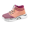 Roze en oranje gebreide sok-sneakers voor kinderen met dikke witte zolen - EU 26 / Roze Paars