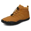 Brown fleece-lined waterproof hiking boots with nonslip rubber soles and quick-lace system - 38 / Style A108 / Yellow