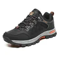 Schwarze und orangefarbene atmungsaktive Leder-Wanderschuhe mit rutschfester Gummisohle - 36 / Schwarz