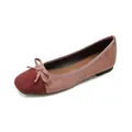 Elegant ballet flats for women with square toe, bow tie detail and contrast colors - EU 35 / Pink