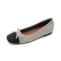 Women's ballet flats with square toe in grey suede and black bow tie design - EU 35 / Light Gray
