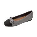 Grey ballet flat with black toe cap and bow detail in soft suede finish - EU 35 / Dark Gray