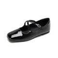 Classic black patent leather Mary Jane shoes with square toe and cross strap details - EU 35 / Black