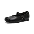 Κλασικά μαύρα παπούτσια Mary Jane με λεπτομέρειες brogue και ματ δέρμα για γυναίκες - EU 35 / Μαύρο