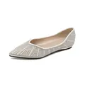 Elegant pointed toe flat shoes for women with pearls and sparkling rhinestones decoration - EU 35 / Pointed Toe