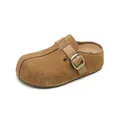 Zuecos vintage de ante marrón con hebilla ajustable y punta redonda de plataforma - EU 34 / Bellota