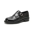 Women's black Brogue monk strap shoes with chunky soles and silver metal buckles - EU 35 / Black