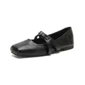 Classic black Mary Jane shoes with vintage square toe and cross strap design for women - EU 35 / Black