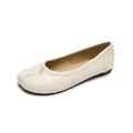 Chic Tabi-style split toe ballet flats in cream white leather with bow detail - EU 35 / Apricot