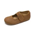Brown suede Mary Jane flats with adjustable hook and loop closure for women - EU 35 / Acorn
