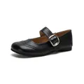 Mary Jane in pelle nera opaca con decorazioni Brogue e fibbia in metallo argento - EU 35 / Nero