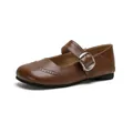 Scarpe Mary Jane marroni vintage con fibbia e dettagli brogue da donna - EU 35 / Marrone