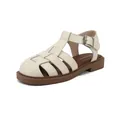 Creamy white woven fisherman sandals with thick rubber soles and buckle straps - EU 34 / Apricot