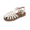 Vintage beige woven closed-toe roman sandals for women with platform soft soles - EU 35 / Apricot