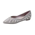 Women's pointed-toe flat shoes in champagne with pearls and sparkling rhinestones - EU 34 / Blue