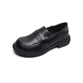 Classic black matte penny loafer with thick rubber sole and round toe for women - EU 38 / Black