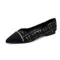 Women's pointed-toe flat shoes in black and gold tweed with metallic chain detail - EU 34 / Black