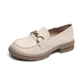 Mocassins à plateforme crème pour femmes avec mors doré et semelle épaisse - EU 34 / Abricot