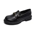 Mocassins plateforme en cuir noir pour femme avec une boucle mors de cheval dorée - EU 34 / Noir