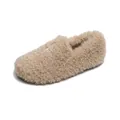 Beige faux fur loafers for women with soft lining and cozy plush texture finish - 34 / Apricot
