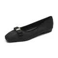 Classic black square-toe ballet flats with fabric bow and gold metal buckle detail - EU 35 / Black